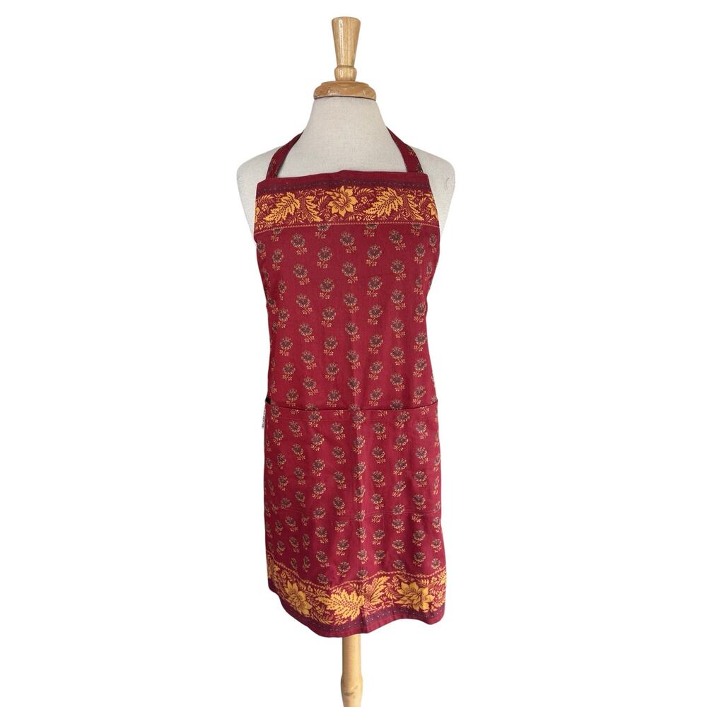 WILLIAMS SONOMA *NEW Spice Orange Floral Kitchen Apron Adjustable One Size Adult